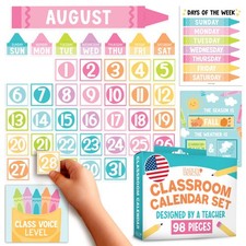 Classroom Calendar Set Bulletin Board 11 x 14 inches, 8 x 10 Colorful