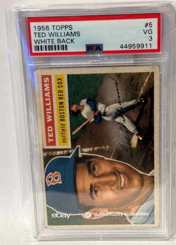 1956 Topps Baseball Ted Williams Graded PSA 3 VG White Back Boston Red Sox HOF