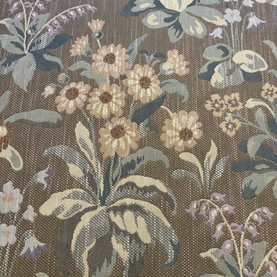 VTG Floral Jacquard Tapestry Heavy Upholstery Brown Fabric MCM Style 5.5 yd x 56 - Image 2 of 4