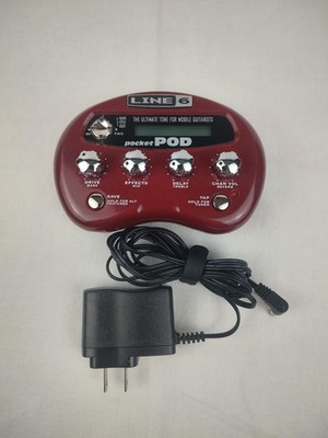 Line 6 Pocket POD Guitar Effects Processor Red Multi FX W Power AC Adapter