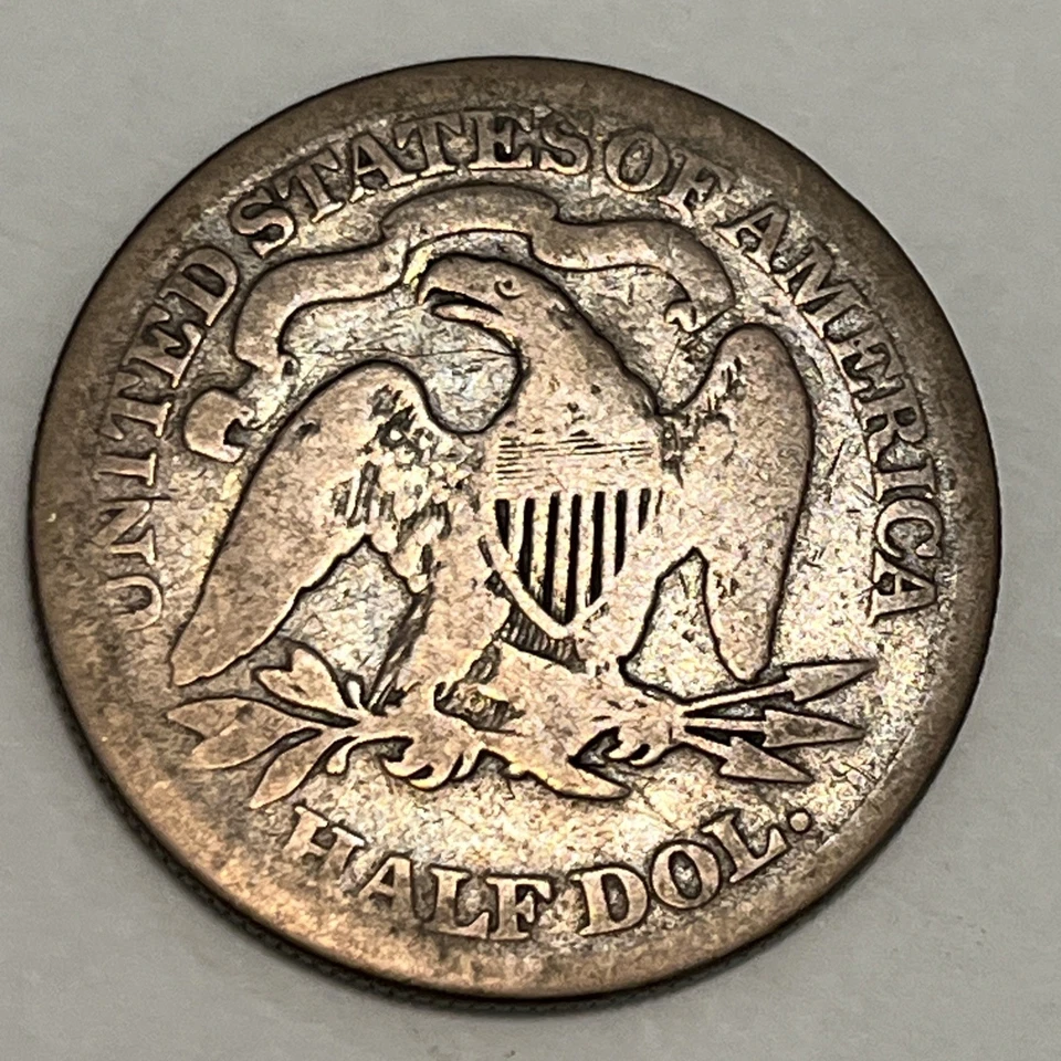 Moneda de plata libertad sentada 1874 50c con flechas Foto 2 de 2