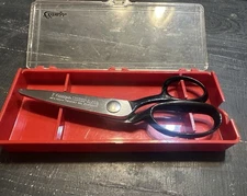 Vintage Chrome Plated Clauss Pinking Shears Scissors Model With Case
