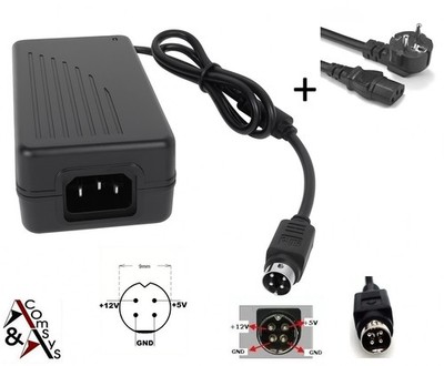Netzteil 12V 5V Ext. Festplatte Gehäuse Wattac Jentec JTA0707-Y33 JTA0202Y 4Pin
