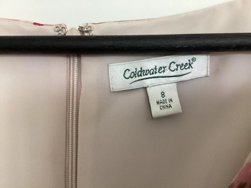 Coldwater Creek 100% Silk Floral A-line Dress Size 8 Women’s Midi Sundress - Image 2 of 4