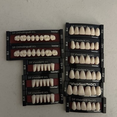 Lot X 11 CARDS Dental LAB Acrylic teeth  vivadent ivoclar SR DCL ALL SHADE BL4