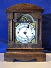Antique German Badische Uhrenfabrik Walnut Mantel Clock, Bell Strike, Runs