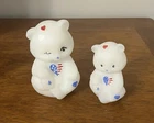 Fenton Glass Patriotic Papa & Baby Bear Set Exclusively For Collectors Showcase