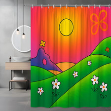 Colorful Floral Shower Curtain for Kids' Bathroom Decor