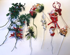 11 VINTAGE Christmas Plant Flower Picks Decoration LOT