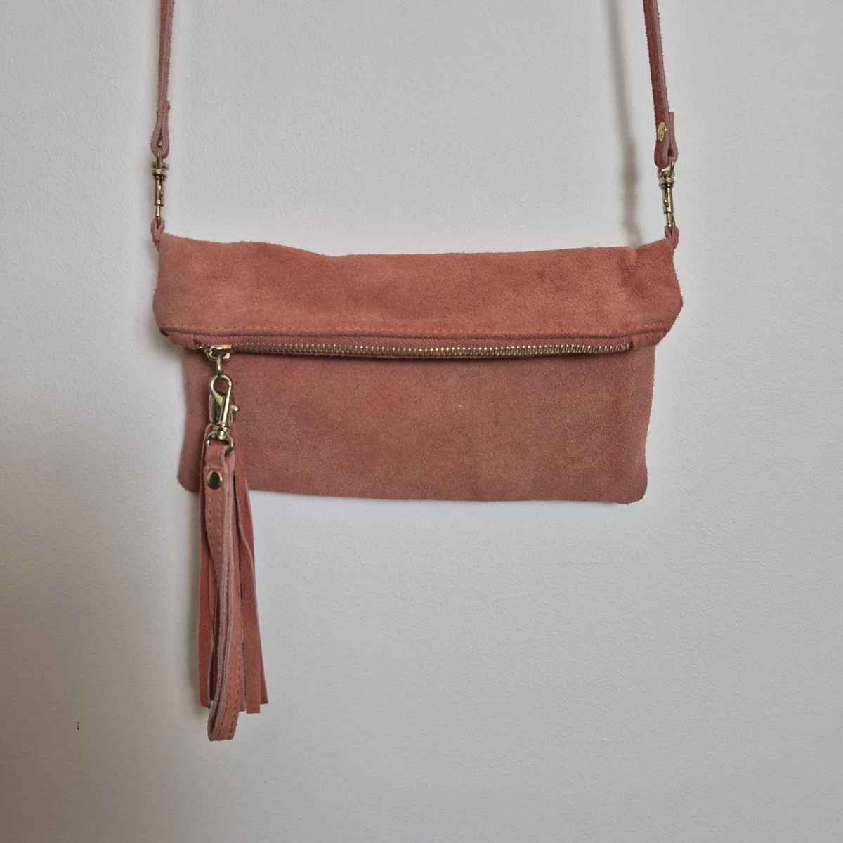 Borsa A Tracolla Valentina Vera Pelle Made In Italy - Corallo Pebbled - Media - 3
