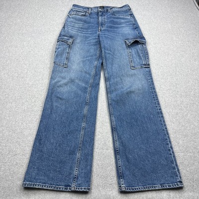 Edwin Cargo Jeans Women's 30 Blue Space Relaxed Straight Utility Denim USA Made