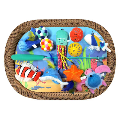 Vanderbilt Home Cat Scratcher Bed & Toys- 13 Piece Set, Buddy Buddy Scratcher
