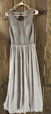 David's Bridal Sequin Backless Formal Gown - Platinum