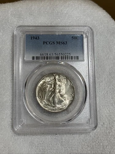 GRADED 1943 Walking Liberty Half Dollar PCGS MS63 Silver American Coin