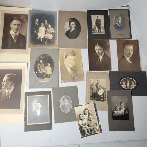 Vintage Photographs Men, Women, Children Mixed Lot Of 16 Antique