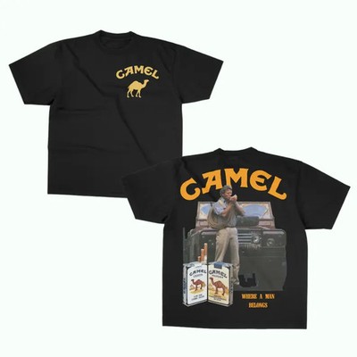 Camel Retro Graphic T-Shirt ? Black Vintage Americana Tee with Classic Camel