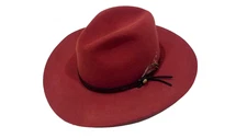 Beaver Hats 5X Fur Felt Leather Sweat Red Cowboy Hat Size 7 1/8