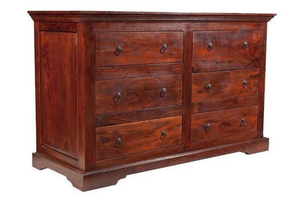 Holzkommode Kommode Sideboard 145Cm Akazie Holz Massiv Dunkelbraun Kolonial-image