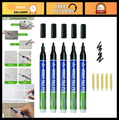 5 PCS Tile Grout Repair Pens - Waterproof Paint Markers for Floor & Wall Fixes