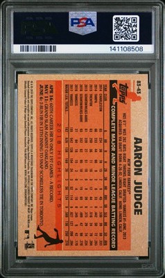 2018 TOPPS UPDATE 1983 TOPPS BASEBALL BLUE #83-43 AARON JUDGE PSA