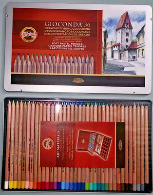 NEW Koh-I-Noor Hardtmuth Gioconda 36 Soft Pastel Pencils set in tin, Czech