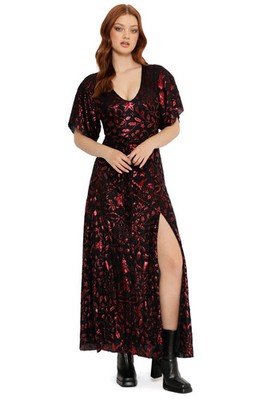 NWT Blackmilk Burned Velvet Crimson Carol Kimono Maxi Dress LG SOLD OUT