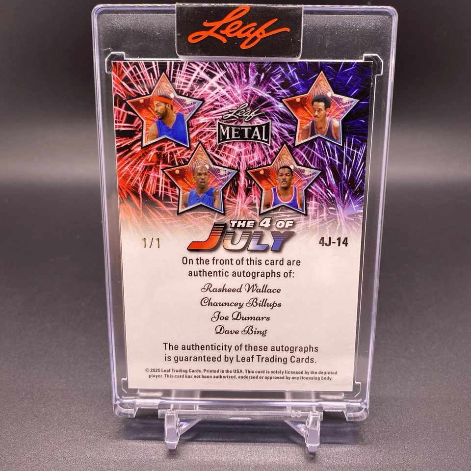 1/1! 🚨2025 Leaf Rasheed Wallace - Chauncey Billups - Dave Bing Joe Dumars Auto - Image 2 of 2