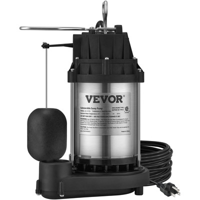 #ad VEVOR Submersible Sump Pump Water Pump 1 2 HP 4320GPH Steel Basement $95.99