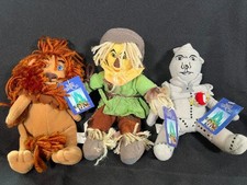 Vintage Wizard of Oz Plush Doll Set Lion Scarecrow Tin Man w/Tags Needs TLC READ