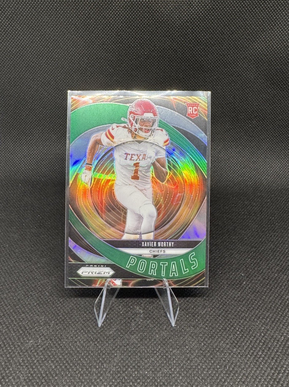 2024 Panini Prizm Portals Xavier Worthy Green Prizm Insert Rookie Card #10