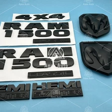 For RAM 1500 Classic Emblems Grille Tailgate RAM Head HEMI Badge 4X4 Matte Black