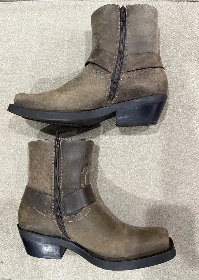 Botas de Cuero Ruff Hewn Alden, 8, Marrón, Envejecido, Puntera Cuadrada, Usadas en Excelente Condición Foto 2 de 4