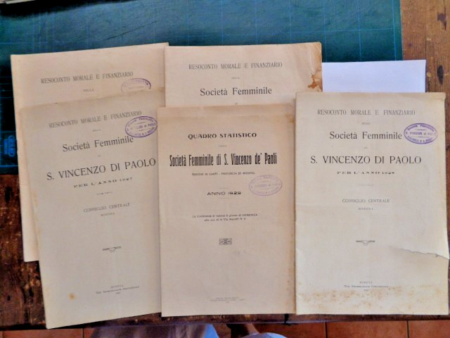 SOCIETA' FEMMINILE S. VINCENZO DE' PAOLI MODENA - Resoconti morali e finanziari