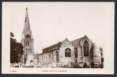 Postkarte Long Sutton bei Holbeach Lincolnshire Dorf Kirche frühe RP WHS