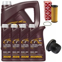 MotoröL Filter Set Mannol 5W30 Api Sn 9 Liter + Schraube FüR Audi A6 Vw Phaeton