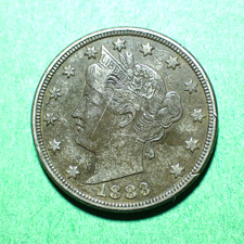 1883 No Cents Liberty V Nickel  XF details
