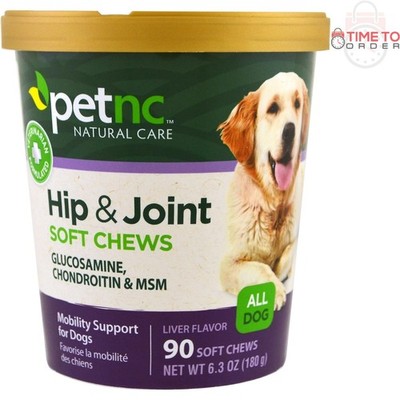 PetNC Hip Joint Soft Chews for Dogs Liver Flavor 90 Count Support Mobility