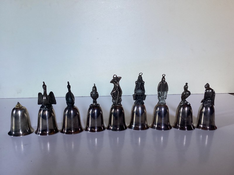 Set of 8 Reed & Barton 12 Days of Christmas Silver Bells