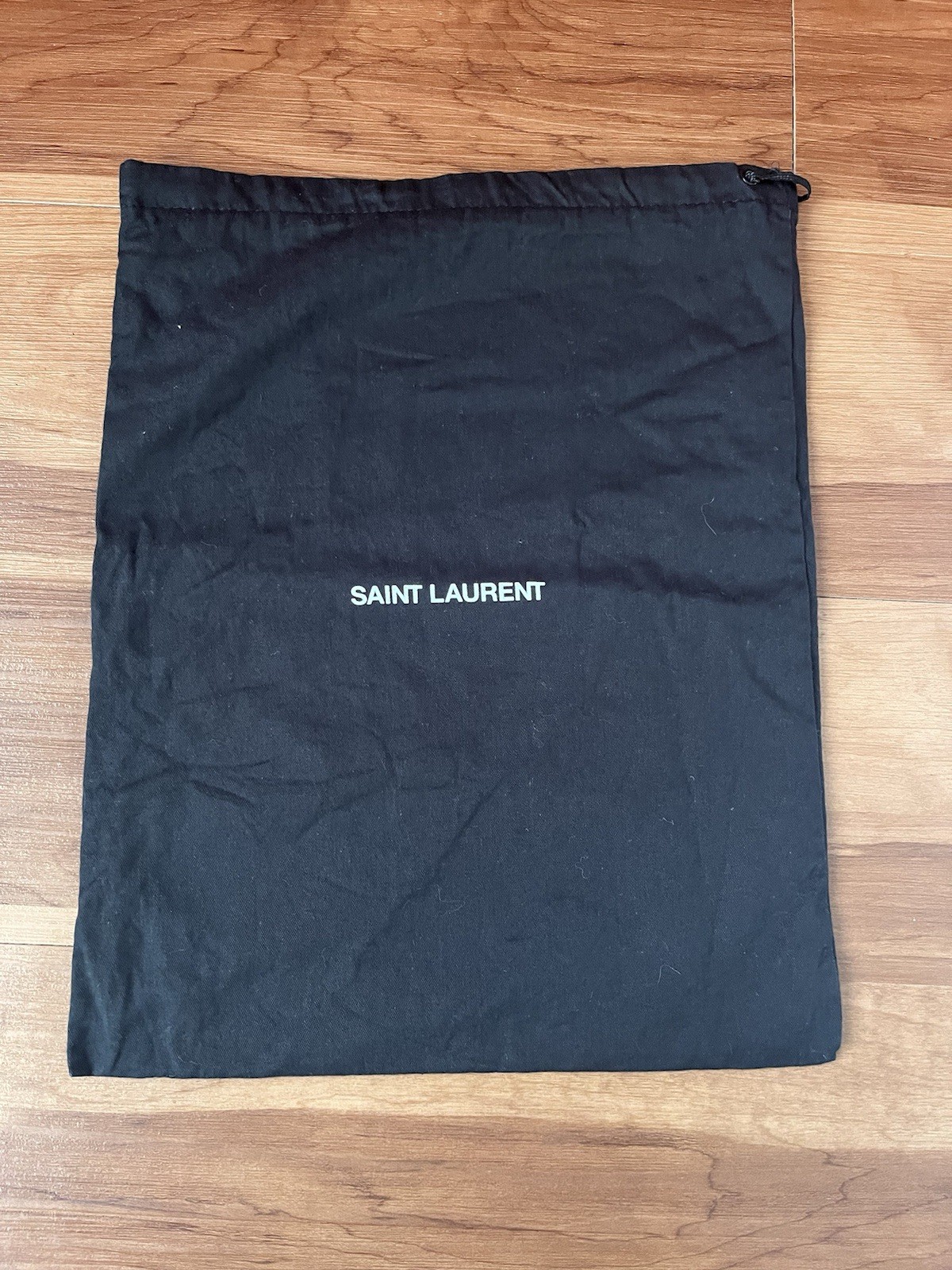 Sacchetto antipolvere Saint Laurent in cotone nero con coulisse 15”x12”