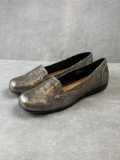 Comfortview Metallic Faux Croc Loafers Slip-On Flats Quiet Luxury Minimalist 11W
