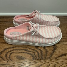 Hey Dude Wendy Stripe Pink/White Slip Terry Shoes Women's Size 8 - 43186-690