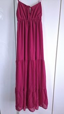 Miss Selfridge chiffon raspberry pink sleevless maxi long dress size 8