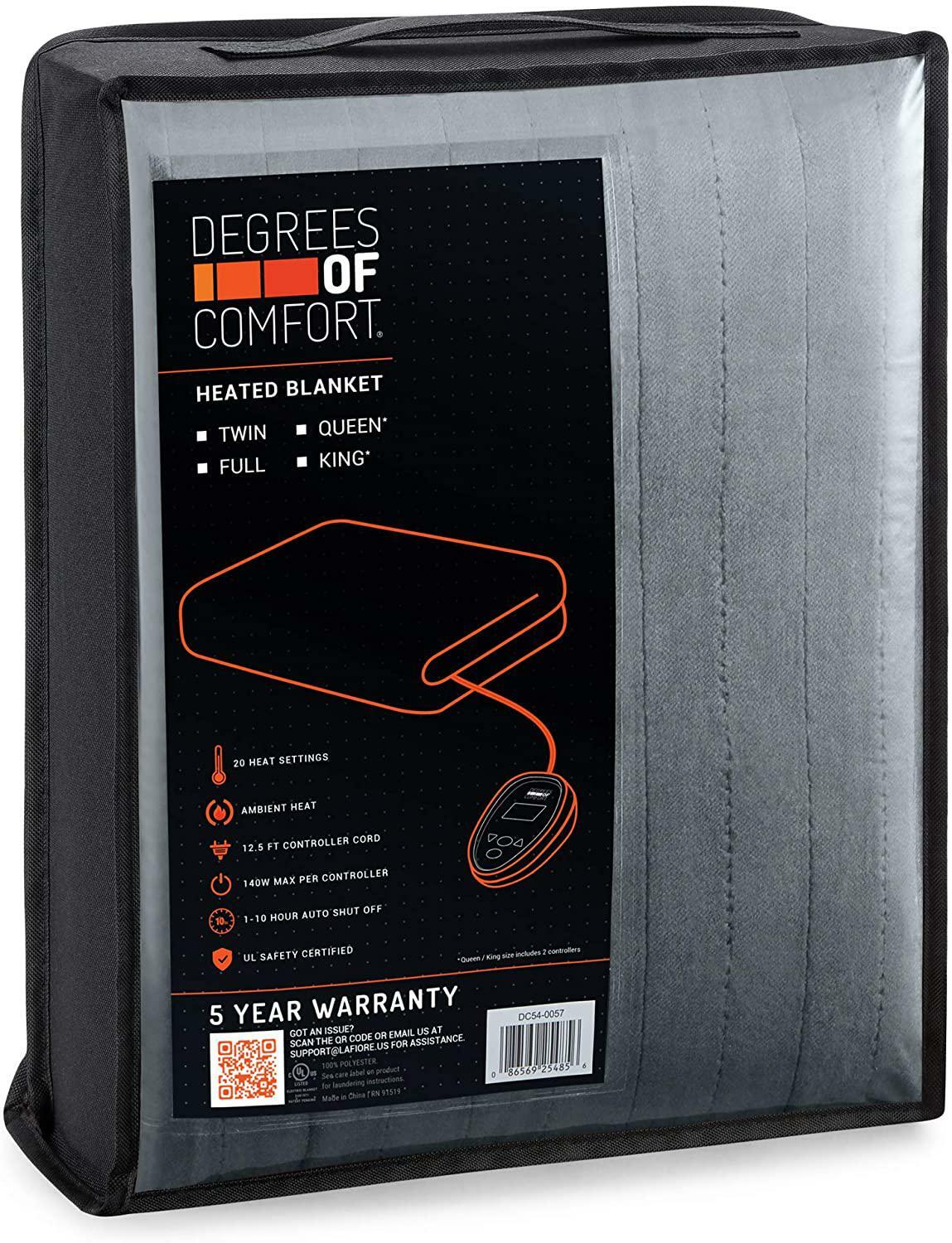 Degrees of Comfort Microplush Electric Blanket Twin, Machine Washable Heated  Bla | eBay