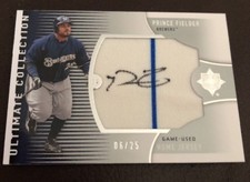 2008 UD ULTIMATE COLLECTION PRINCE FIELDER GU JERSEY AUTO AUTOGRAPH 6/25 SWEET