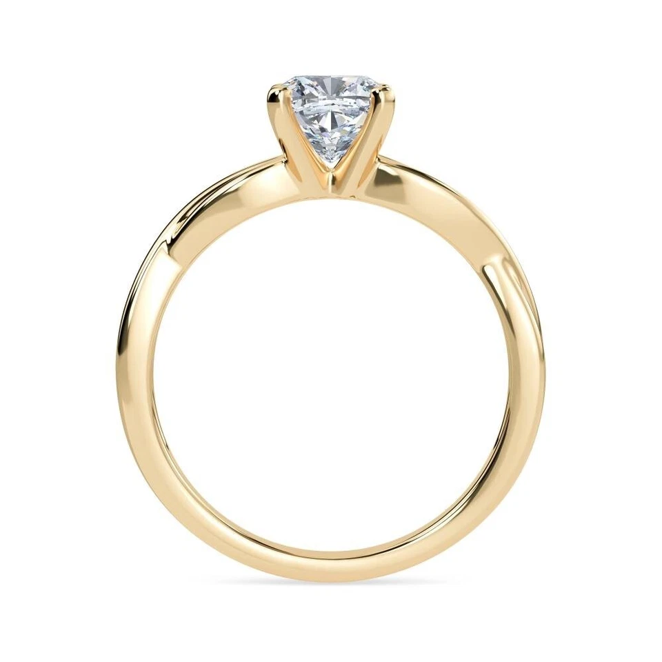 Moissanite Women Ring Cushion Cut 925 Sterling Silver Yellow Gold Plated Ring - Image 2 of 4
