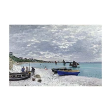 Claude Monet - The Beach at Sainte-Adresse Hand-painted Oil Painting Wall Art