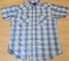High Noon Men's Plaid Pearl Snap Shirt Size XL Blue Short Sleeve Lightweight