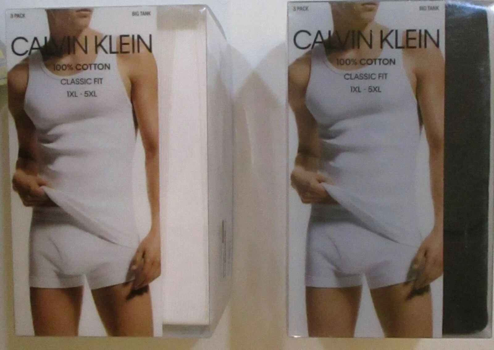3 CALVIN KLEIN BIG&TALL 2XL 3XL 4XL 5XL COTTON WHITE BLACK RIBBED TANK T-SHIRTS