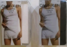 3 CALVIN KLEIN BIG&TALL 2XL 3XL 4XL 5XL  COTTON WHITE BLACK RIBBED TANK T-SHIRTS