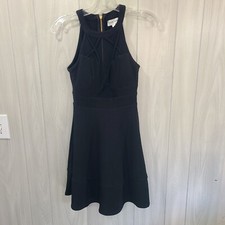 Emerald Sundae Macy's Womens Black Illusion Skater Cocktail Dress Size S Goth